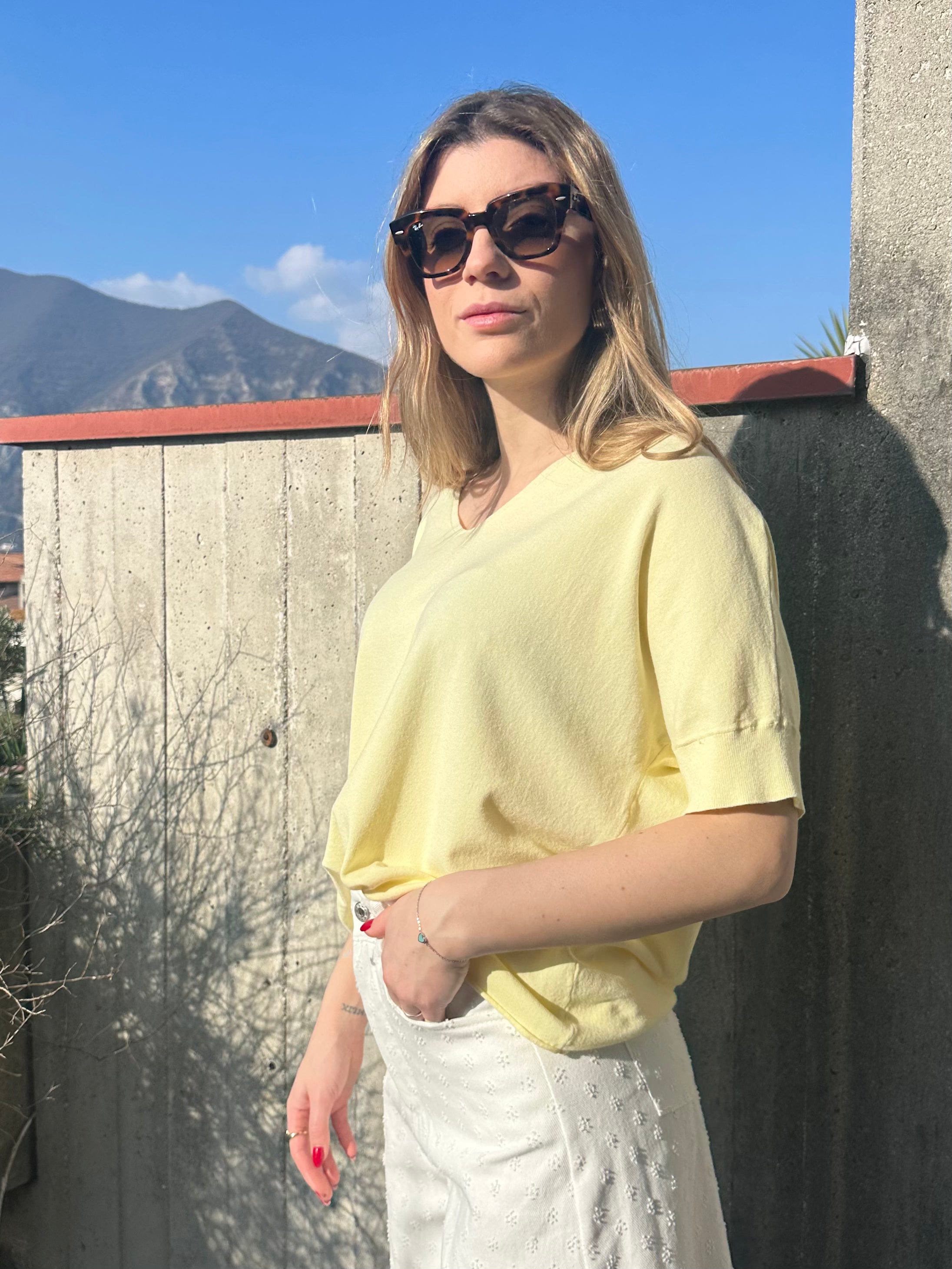 MAGLIA MEZZA MANICA GIALLA