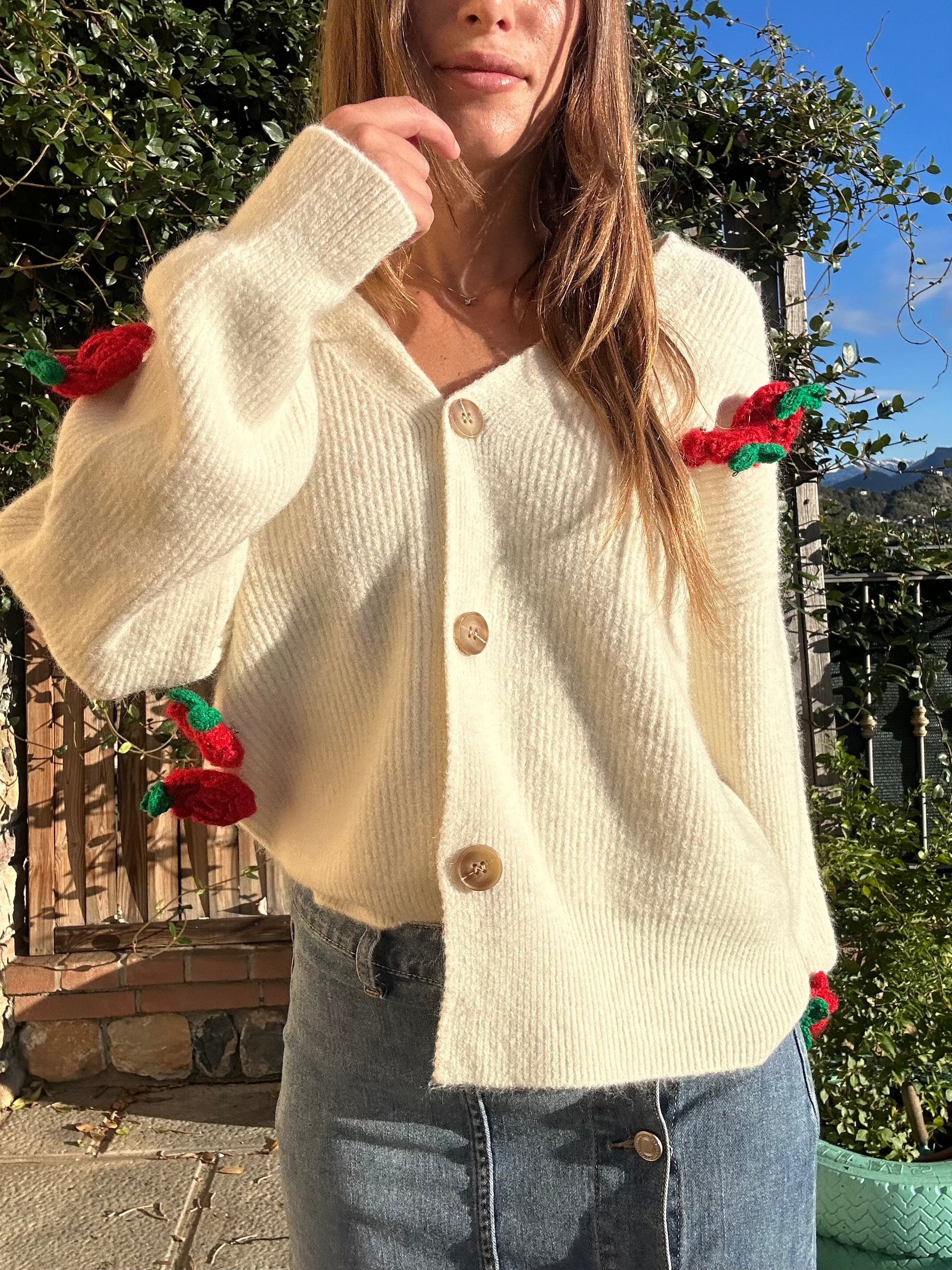 CARDIGAN SPILLA FIORI BIANCO