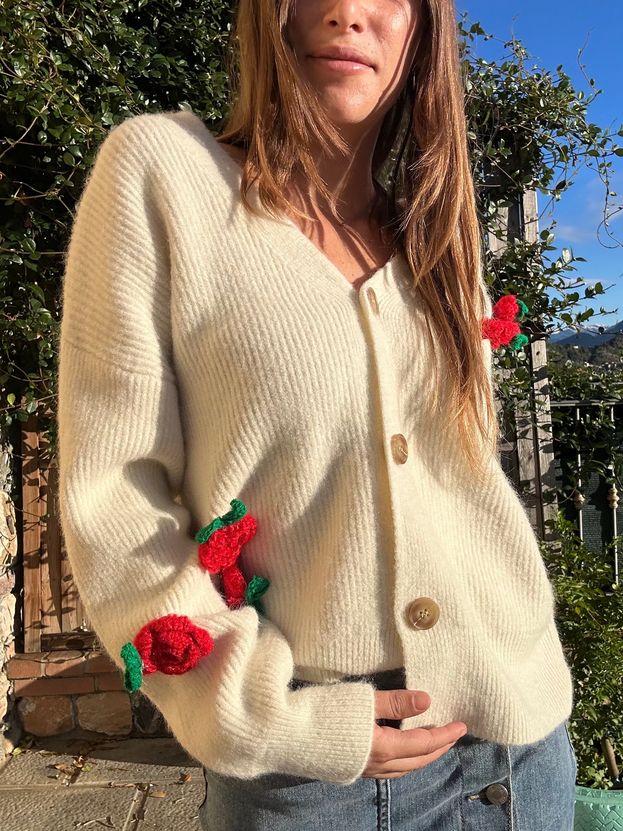 CARDIGAN SPILLA FIORI BIANCO