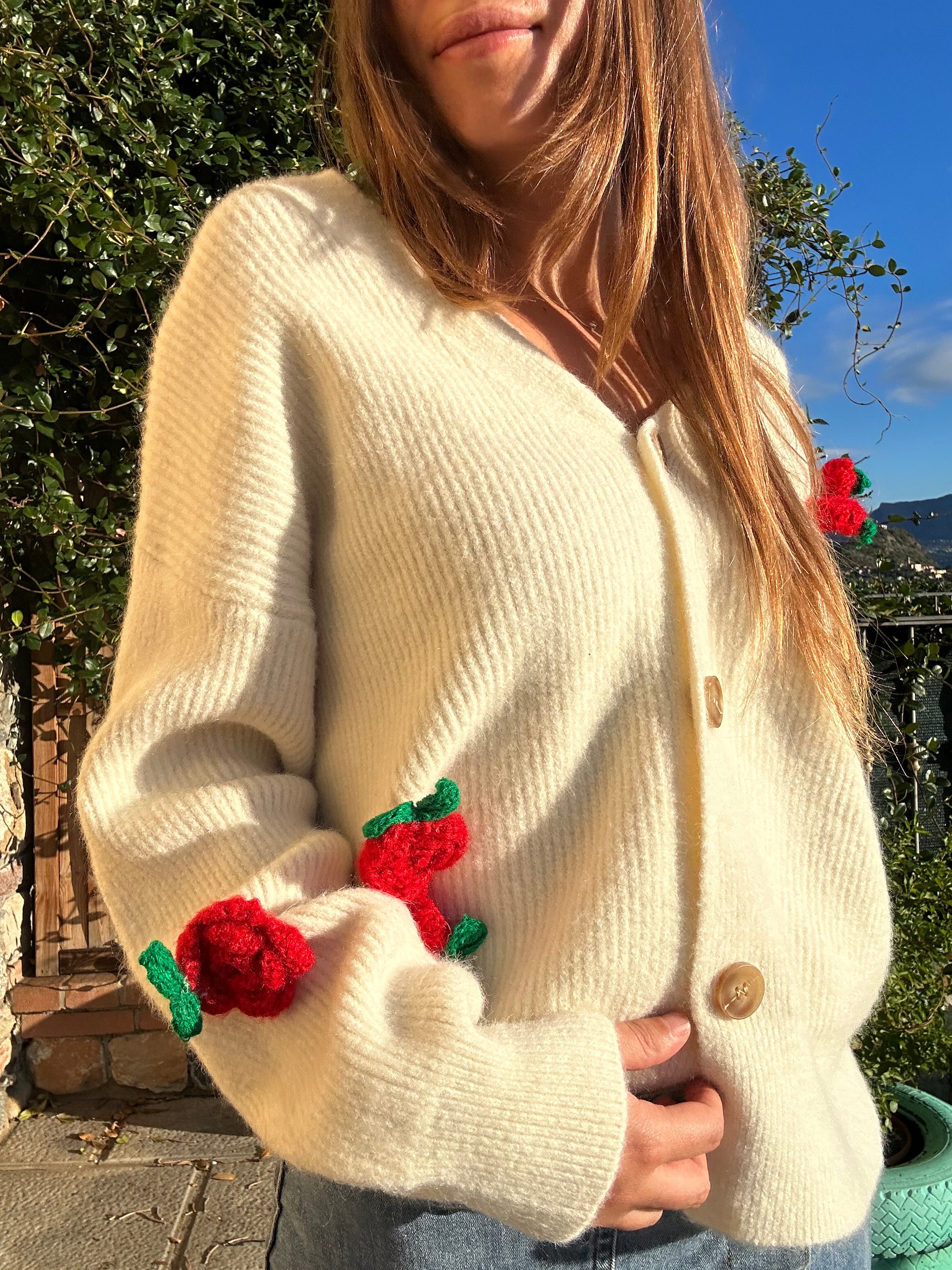 CARDIGAN SPILLA FIORI BIANCO