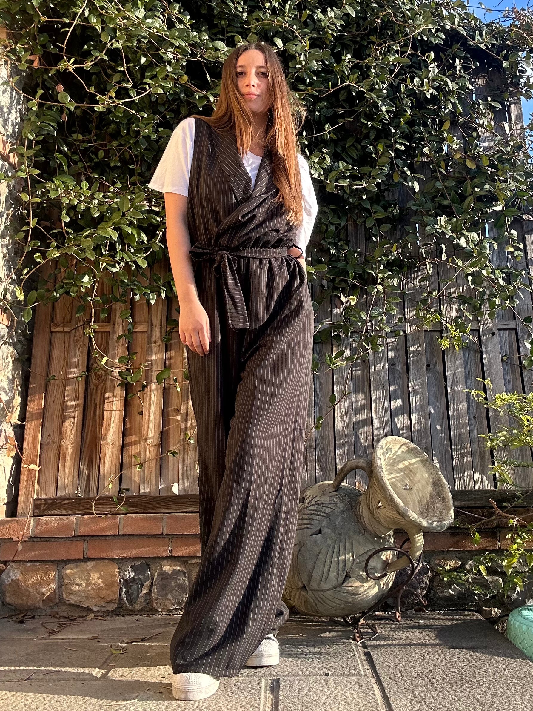 TUTA JUMPSUIT NERO-GESSATO