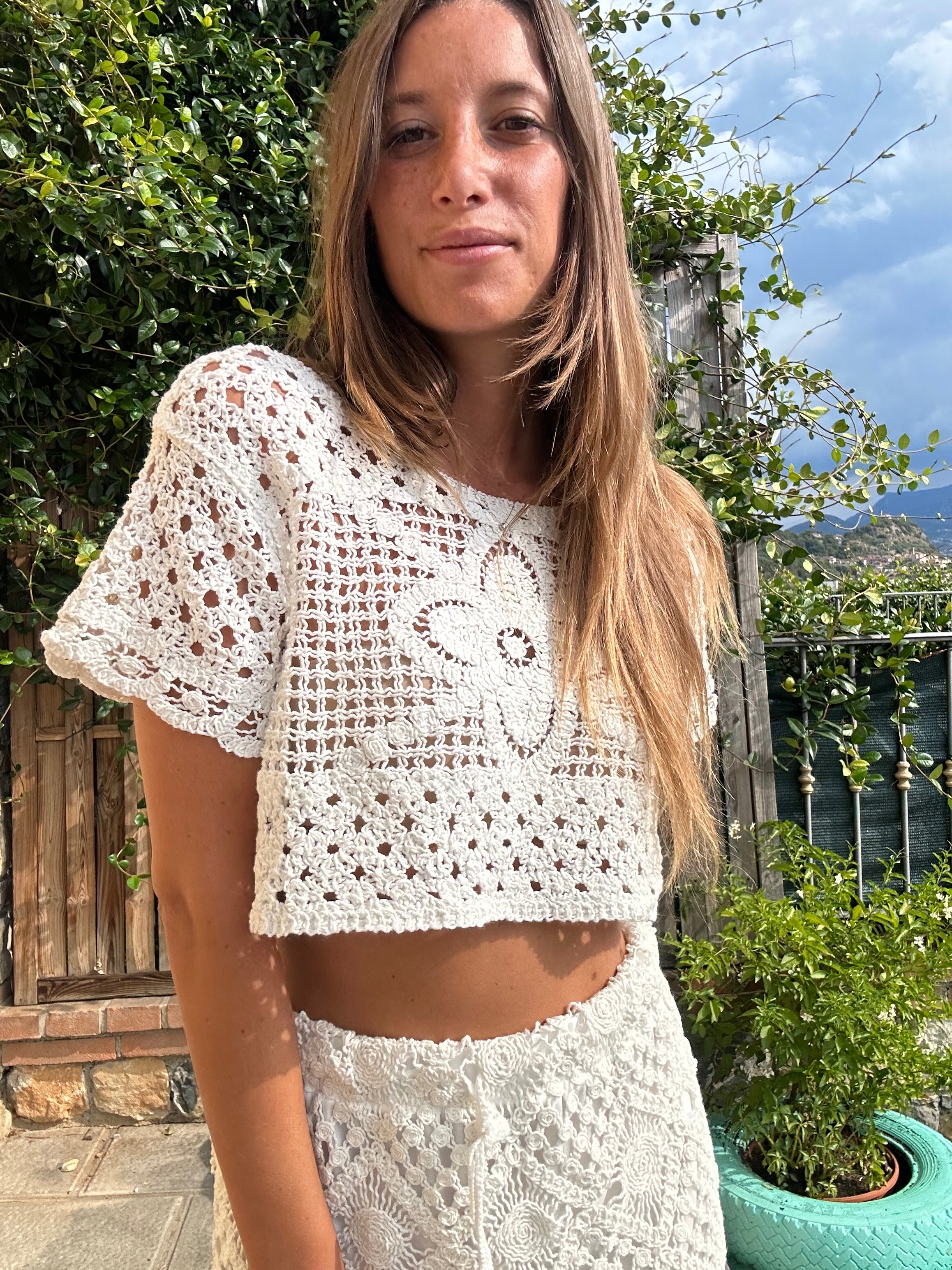 TOP CROCHET MEZZA MANICA