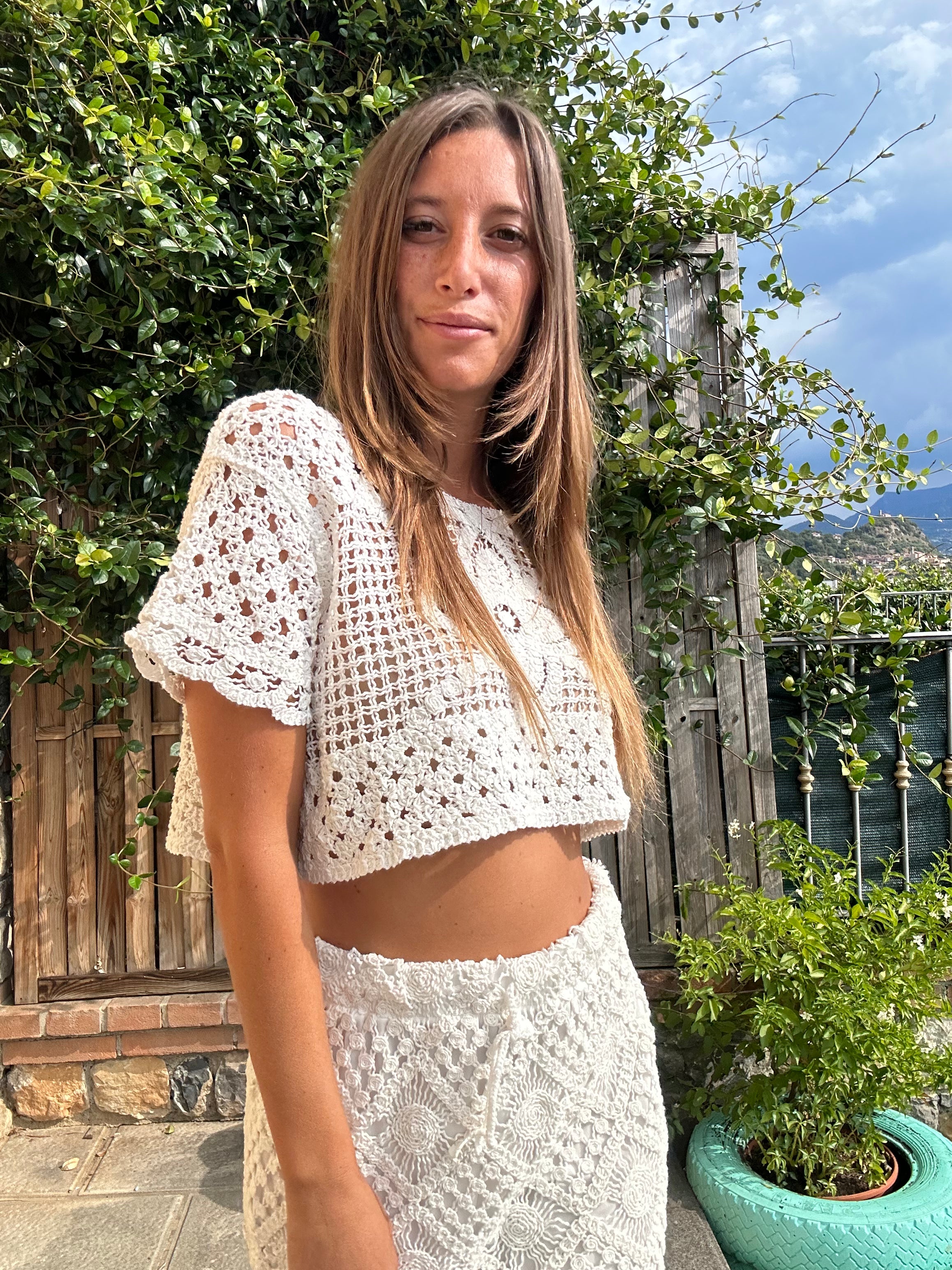 TOP CROCHET MEZZA MANICA