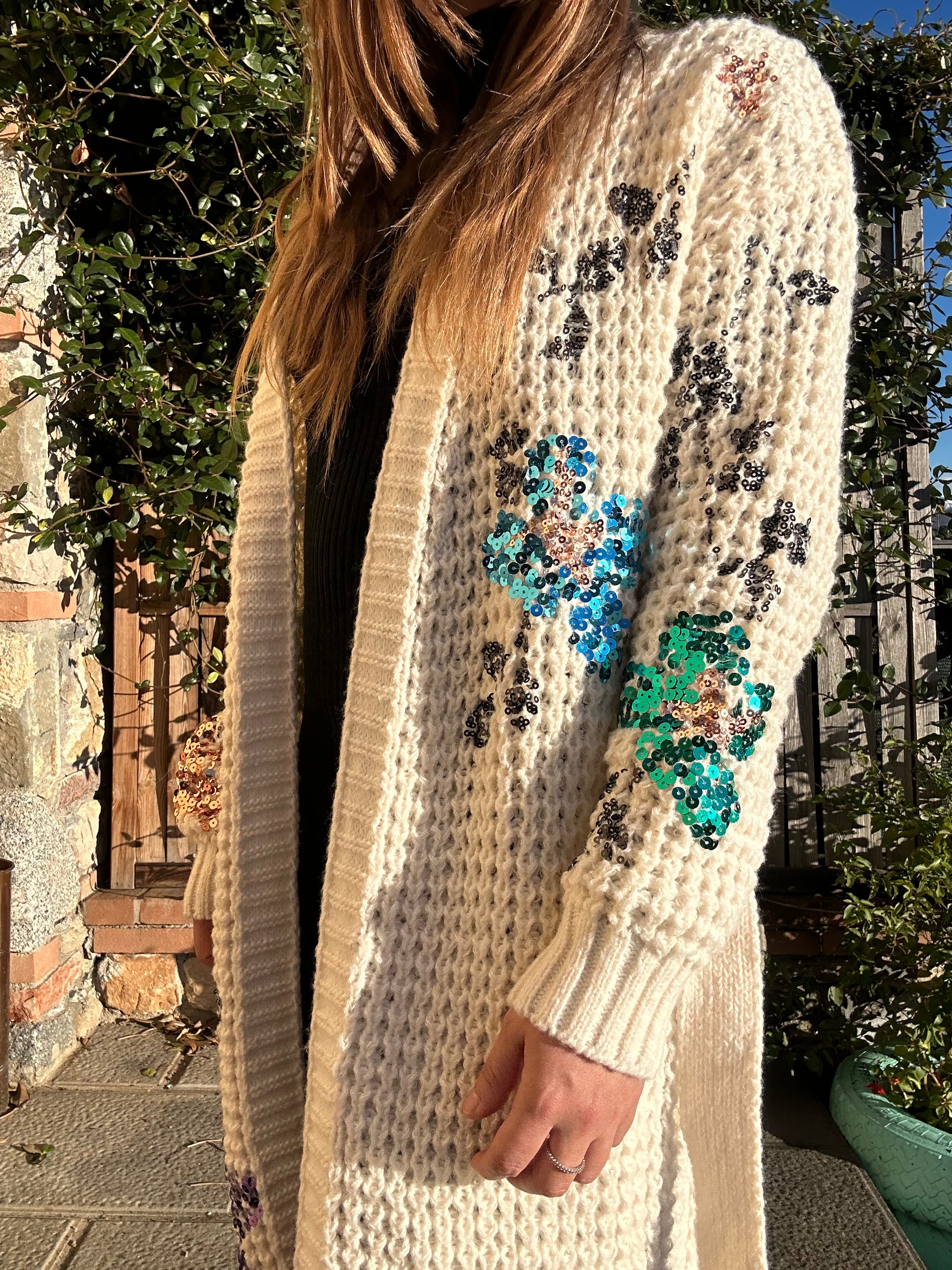 CARDIGAN CON PAILLETTES BIANCO