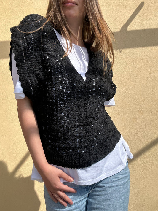 GILET CROCHET NERO