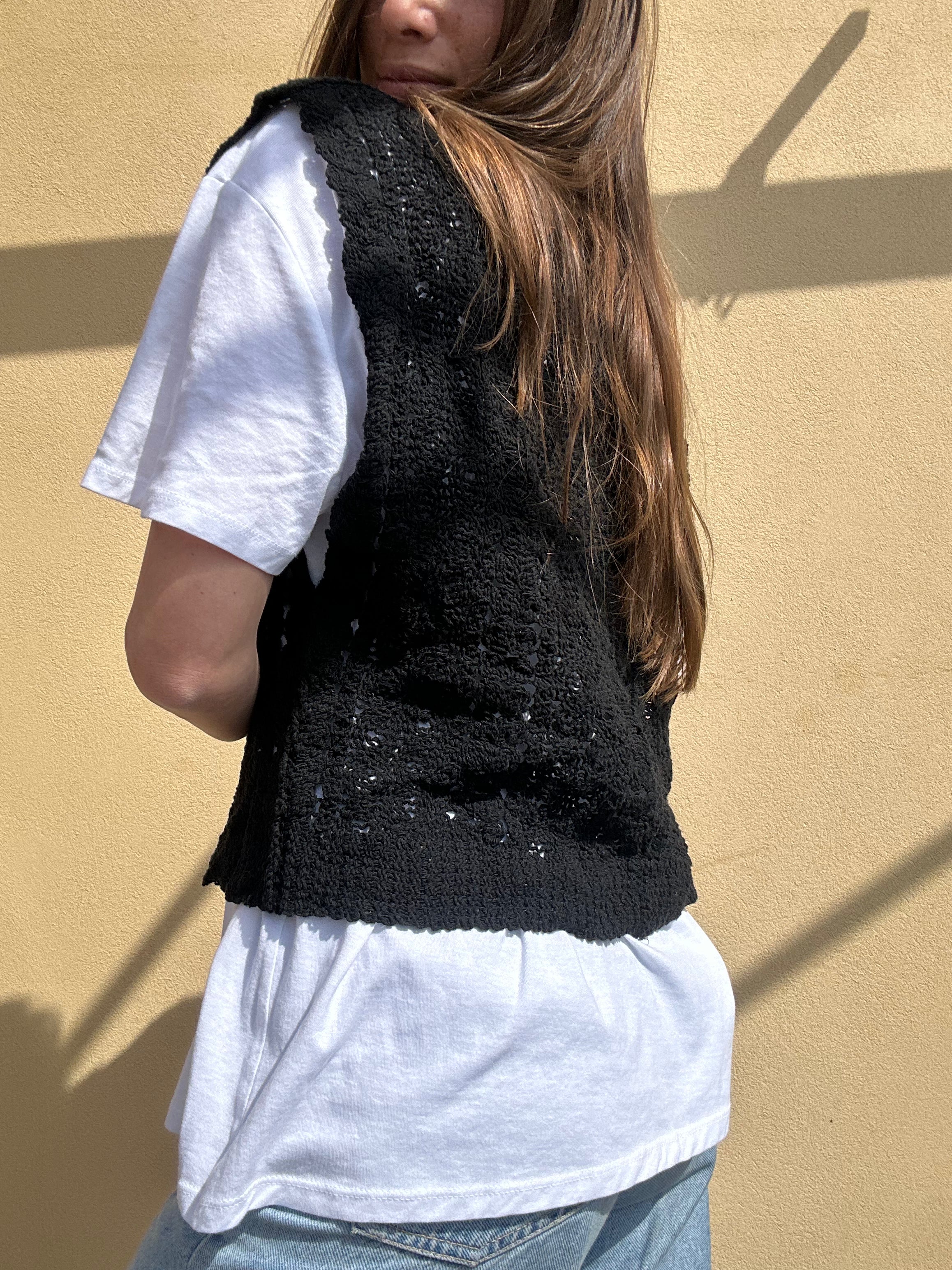 GILET CROCHET NERO