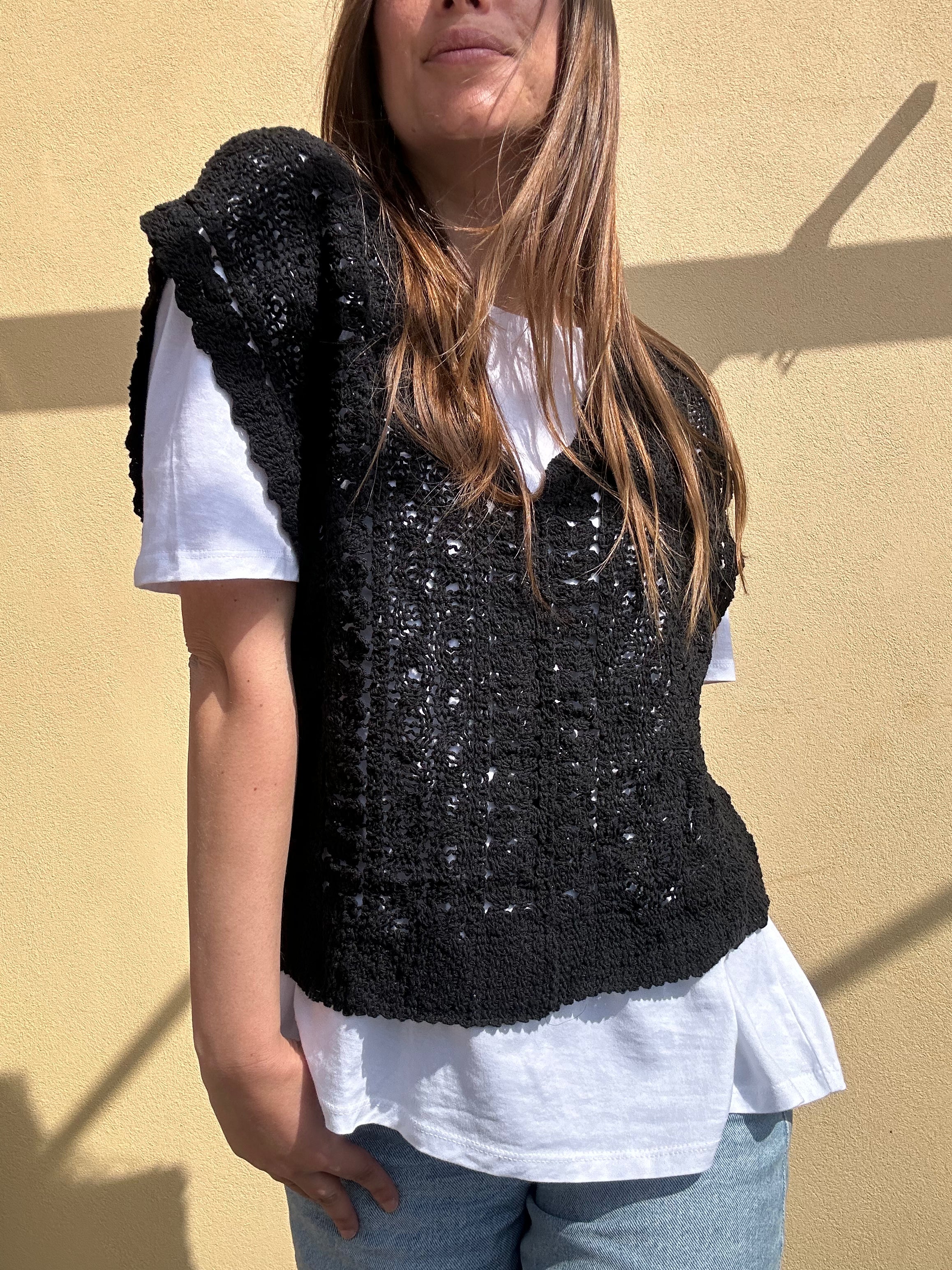 GILET CROCHET NERO