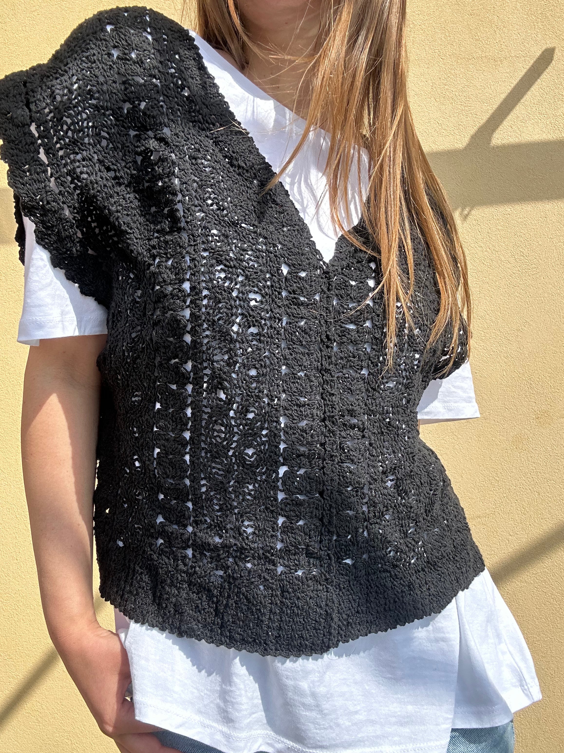 GILET CROCHET NERO