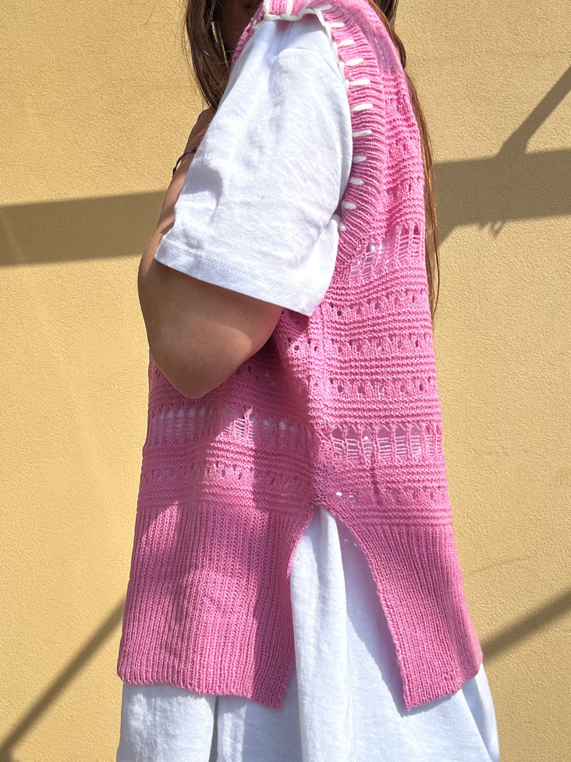 GILET TRAFORATO ROSA