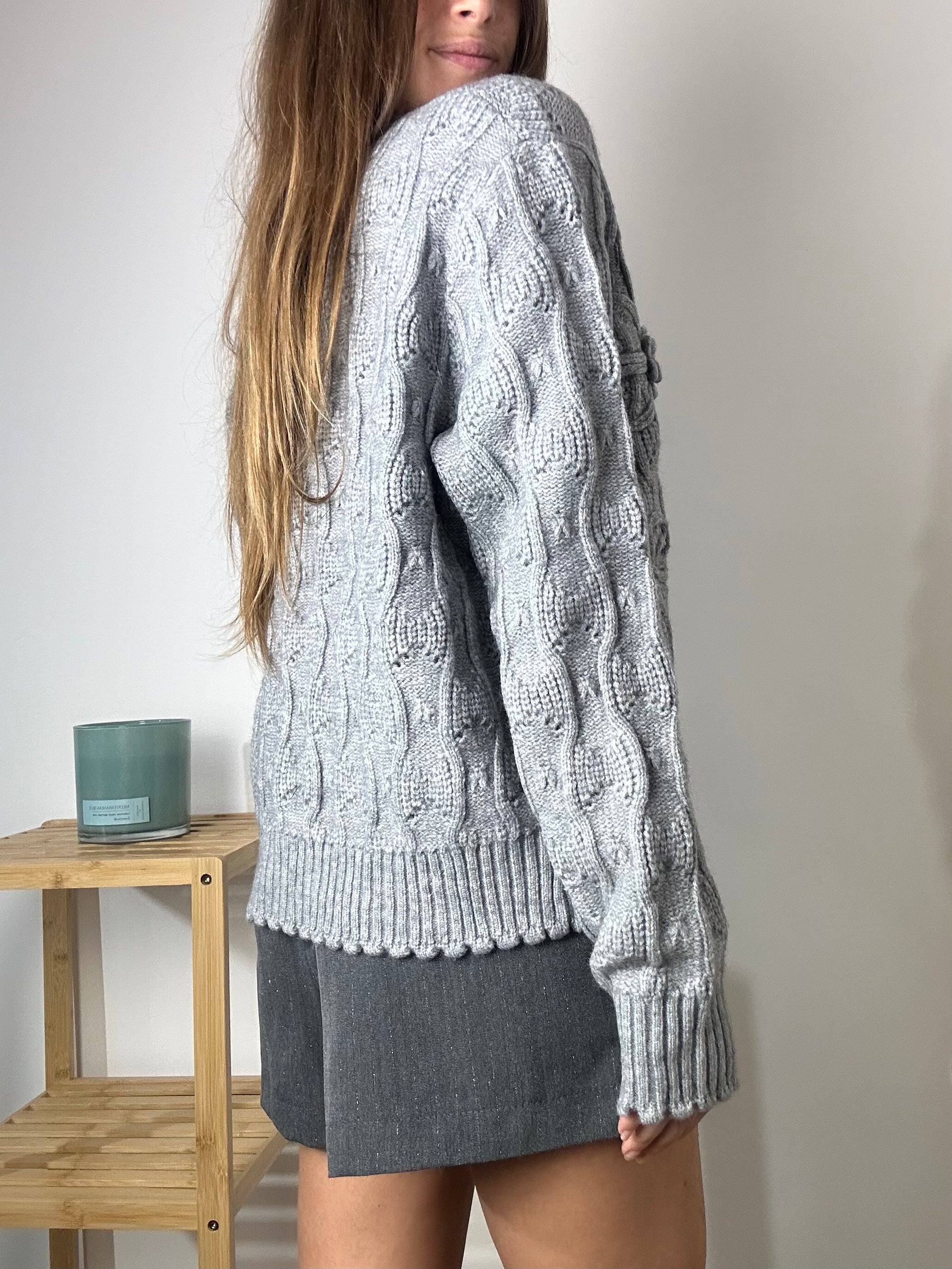 CARDIGAN RICAMATO GRIGIO