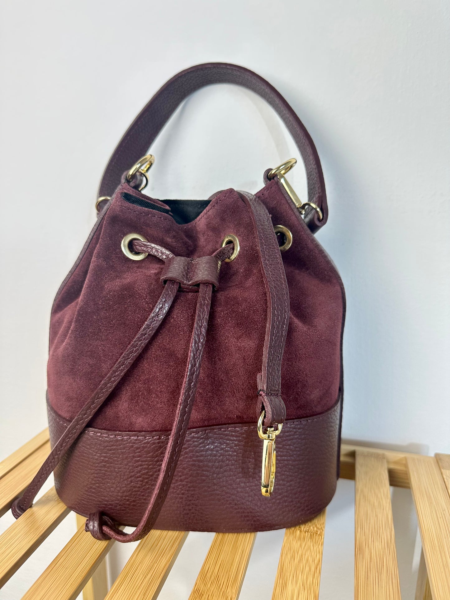 BORSA SECCHIELLO IN SUEDE BORDEAUX