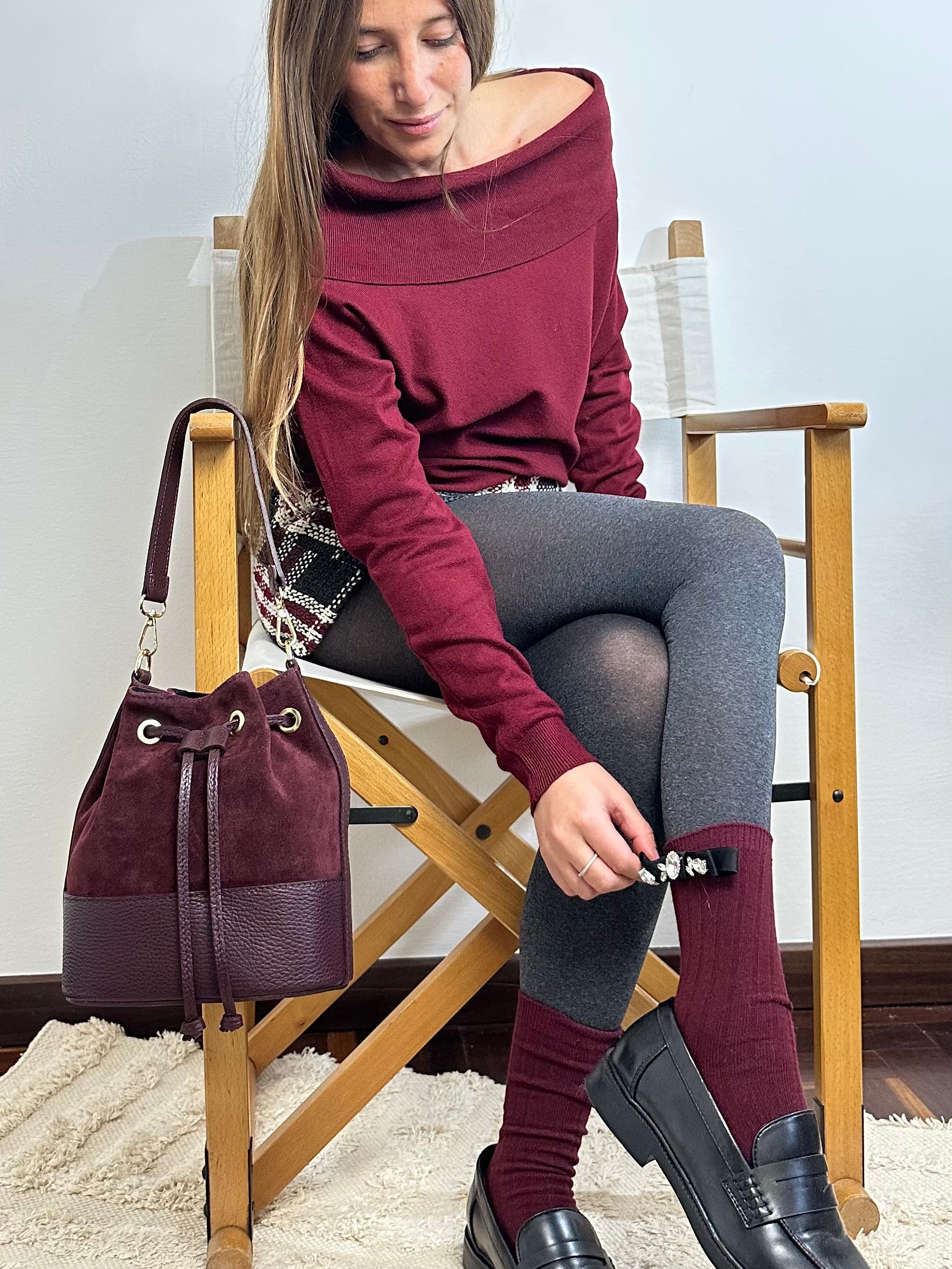 MAGLIONE BARDOT BORDEAUX