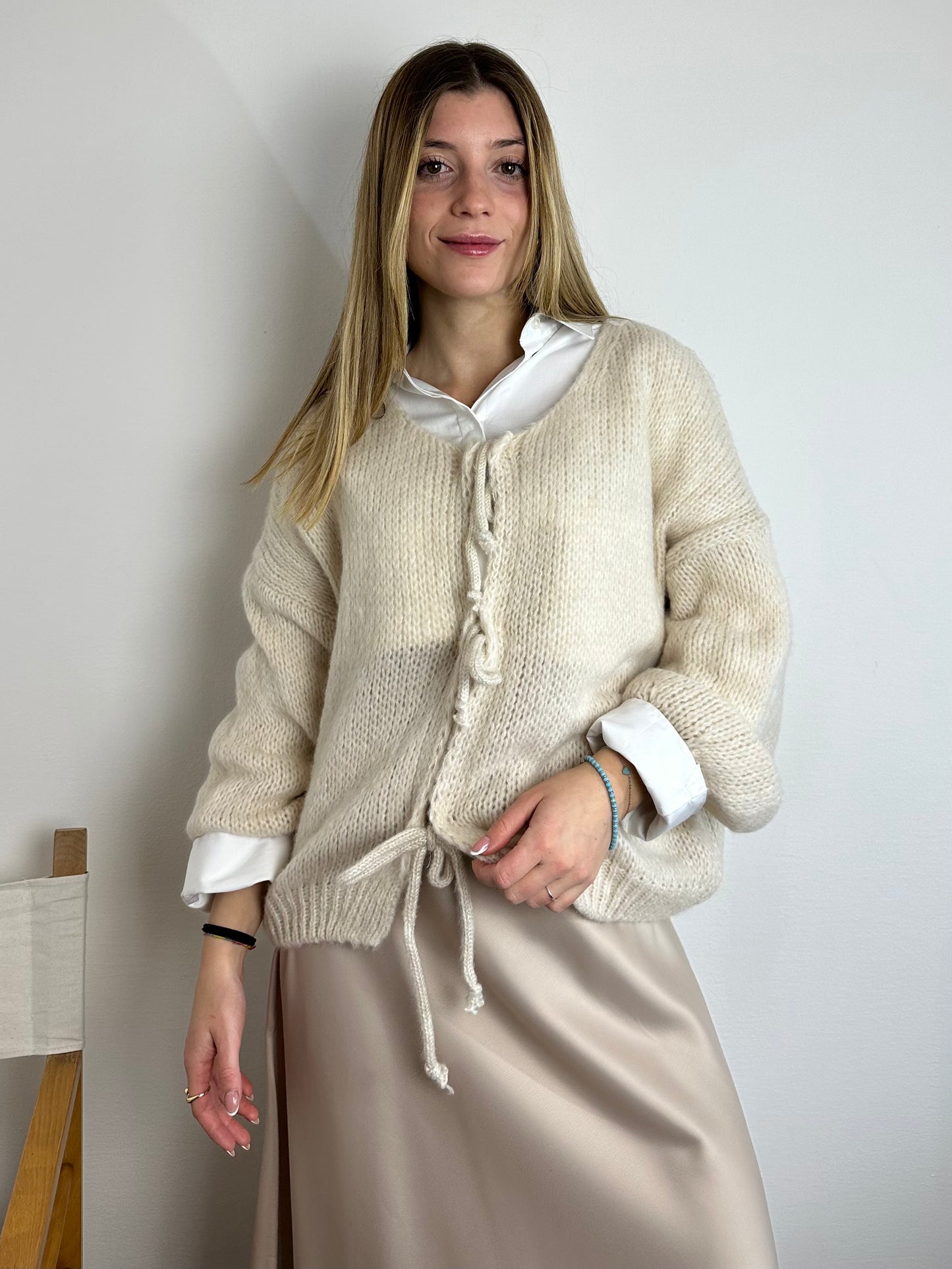 CARDIGAN LACCETTI BEIGE CHIARO