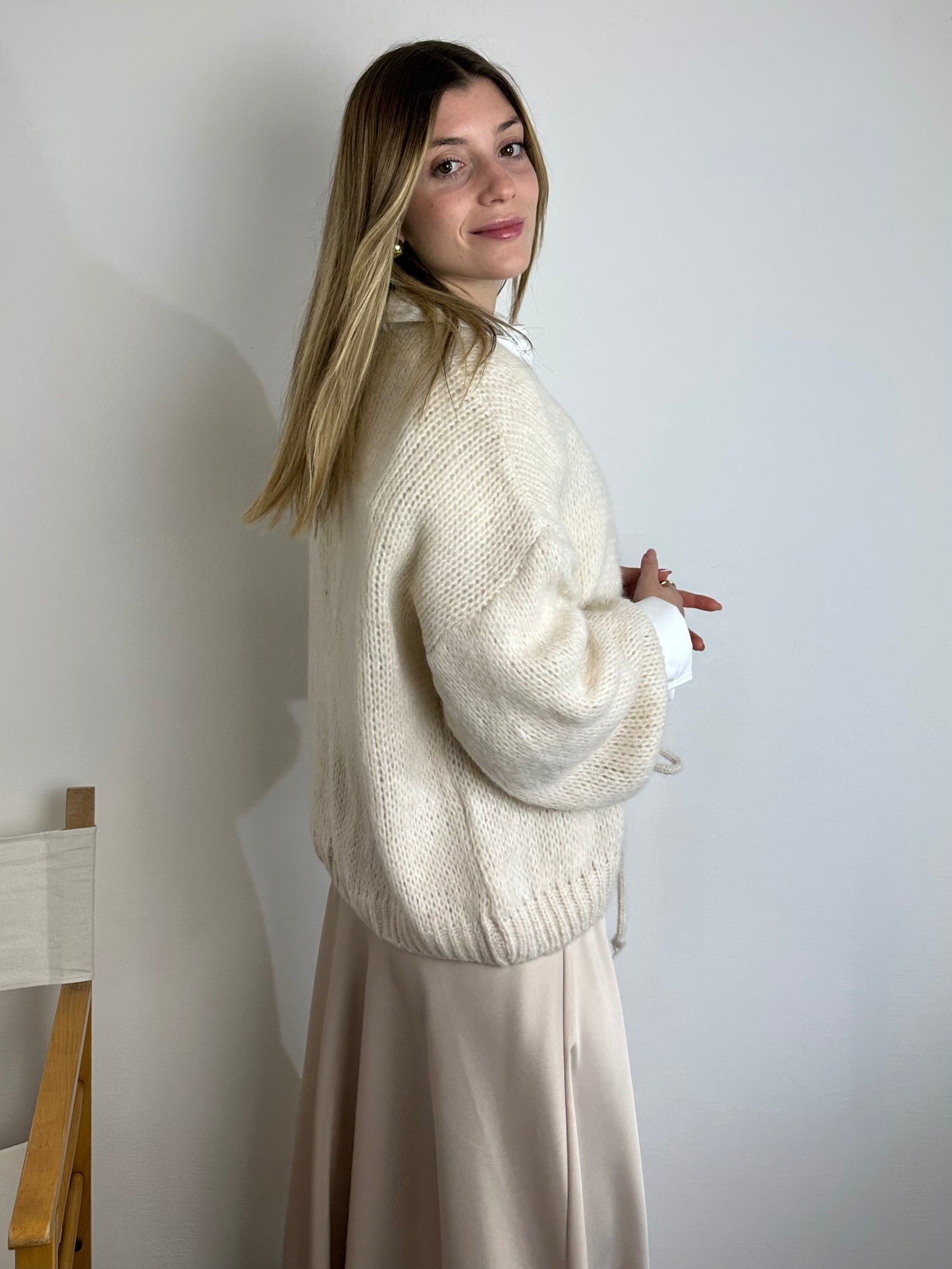 CARDIGAN LACCETTI BEIGE CHIARO