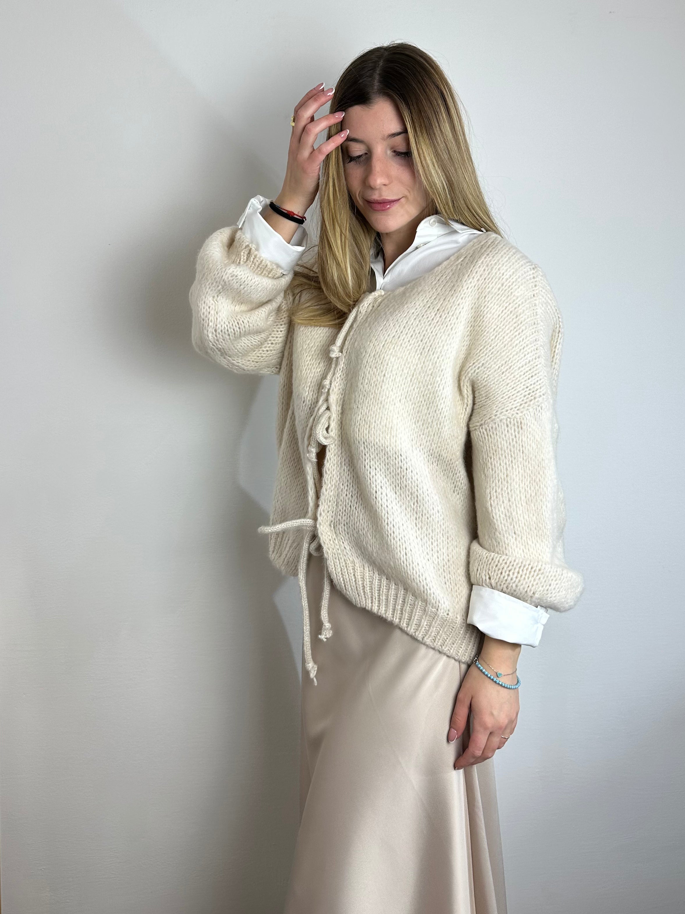 CARDIGAN LACCETTI BEIGE CHIARO