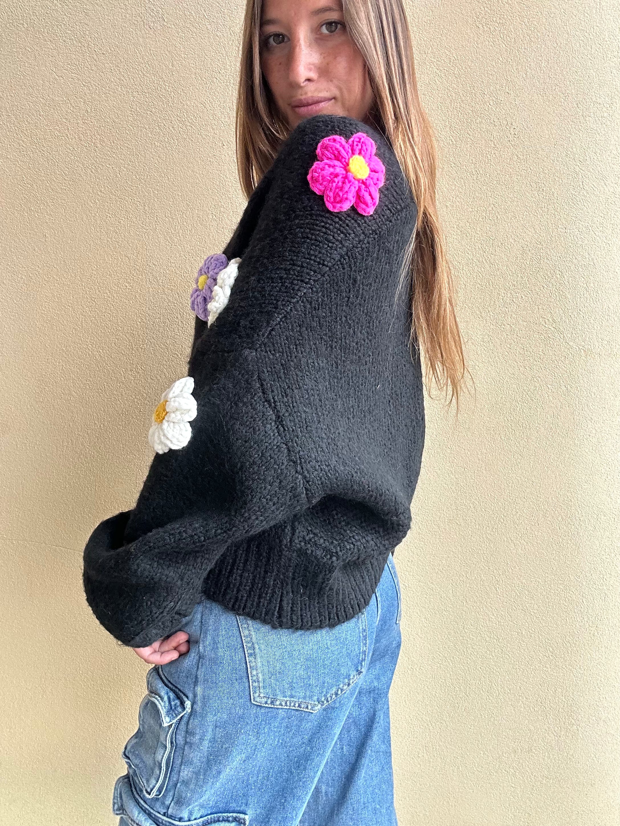 CARDIGAN FIORI NERO