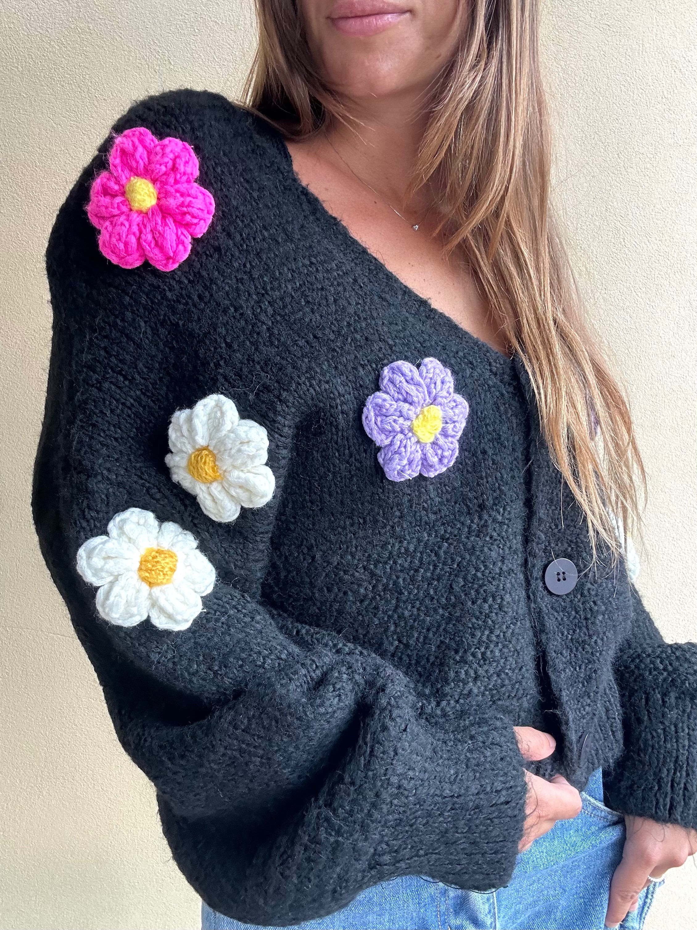 CARDIGAN FIORI NERO