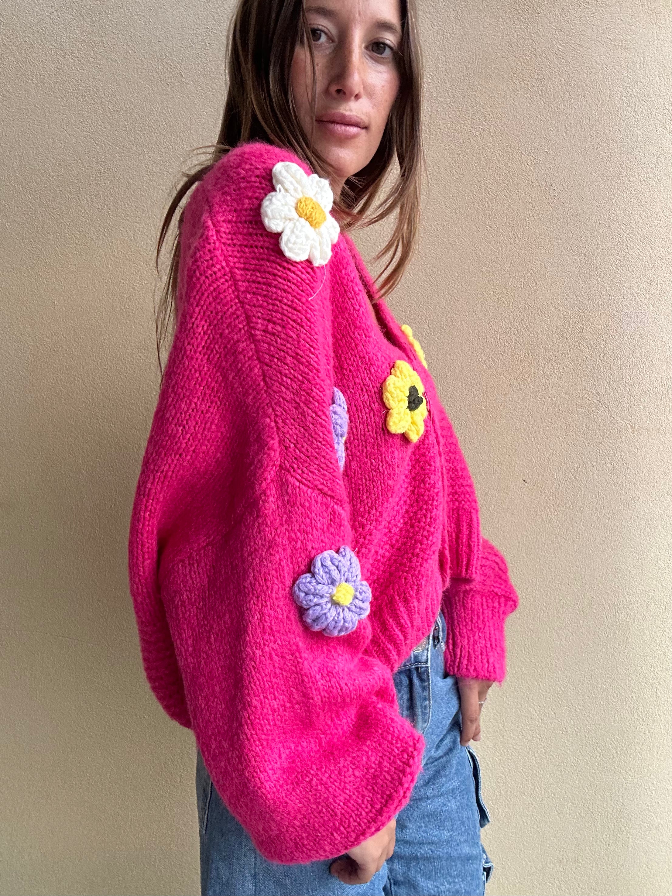 CARDIGAN FIORI FUCSIA