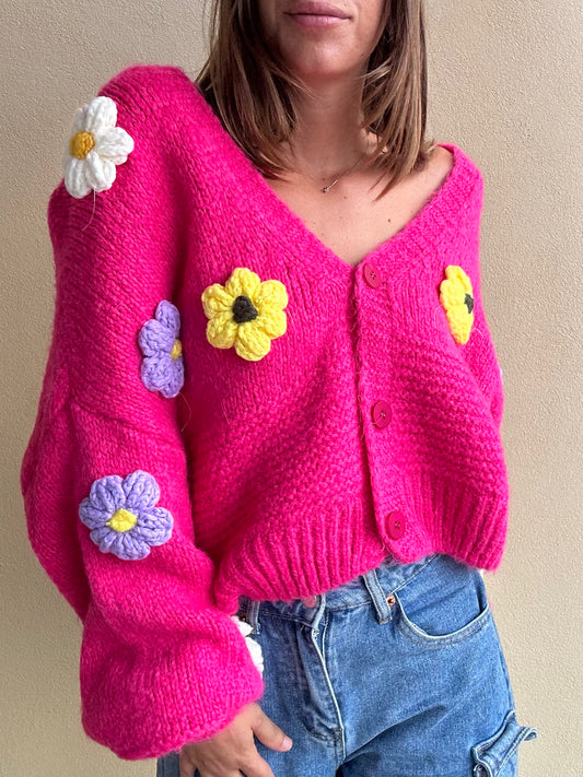 CARDIGAN FIORI FUCSIA