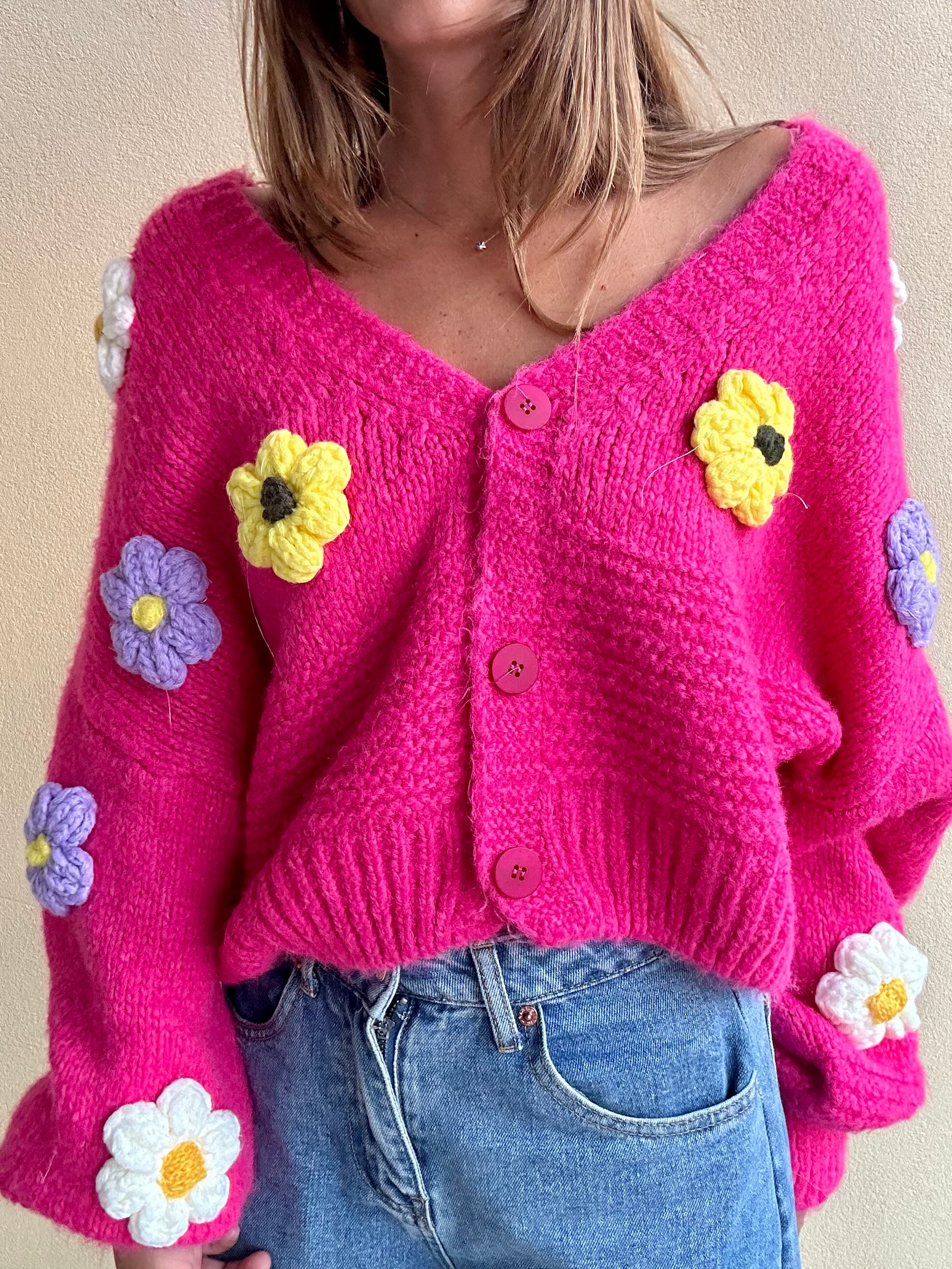 CARDIGAN FIORI FUCSIA