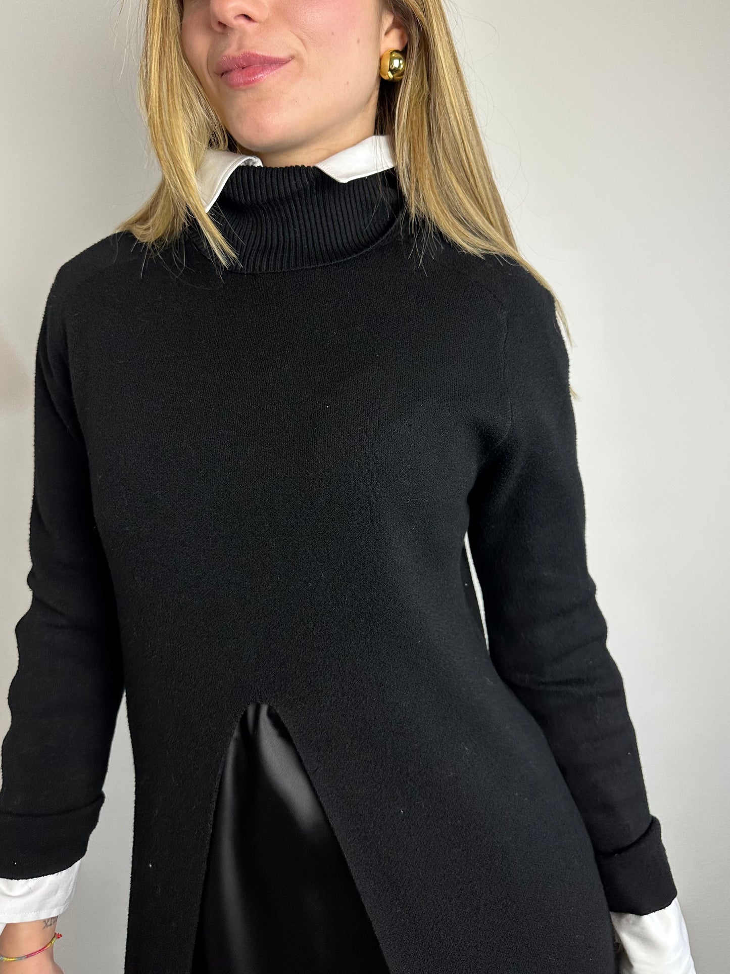 MAGLIONE ABITO APERTO NERO