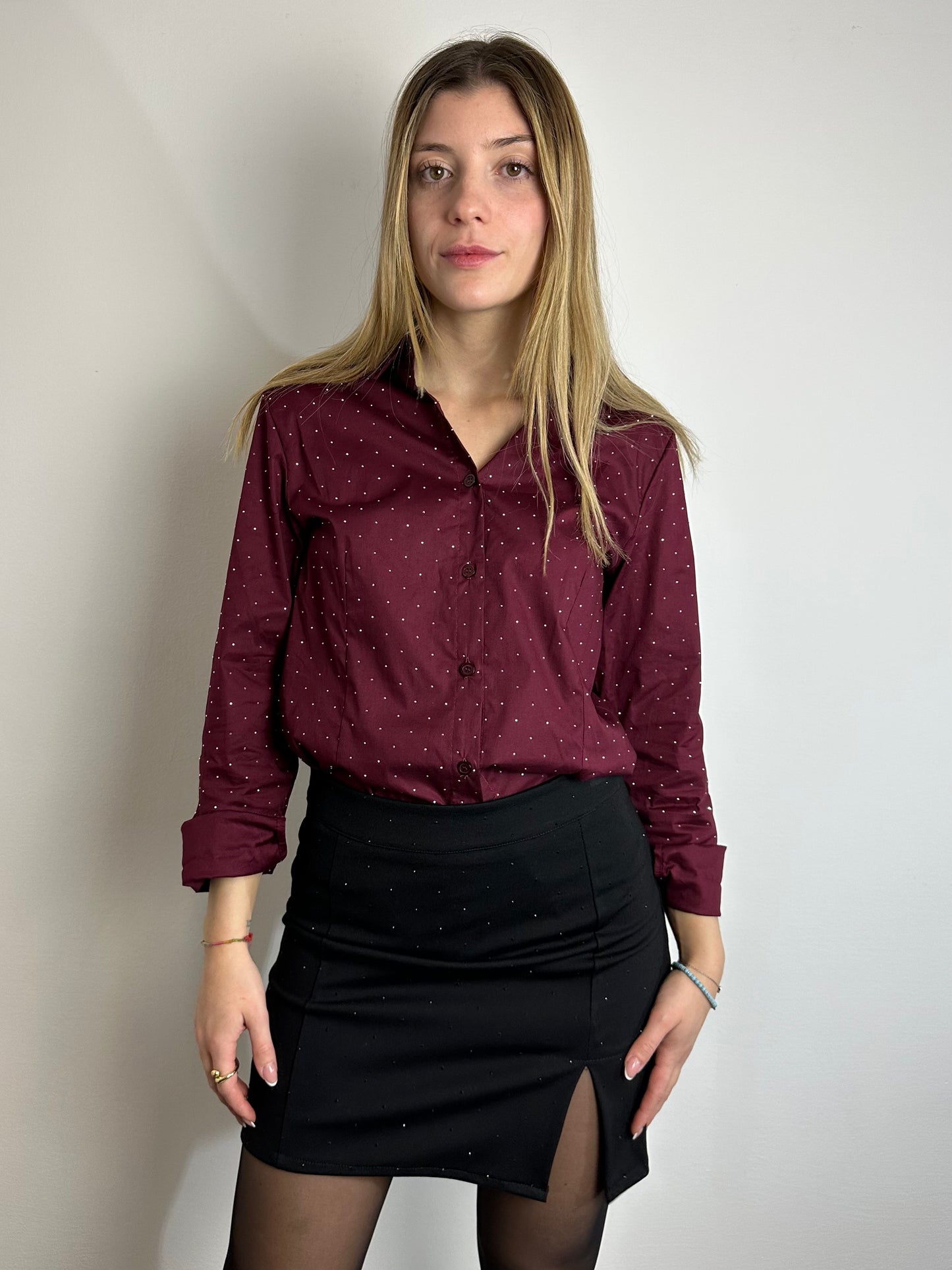 CAMICIA COTONE BORDEAUX BRILLANTI