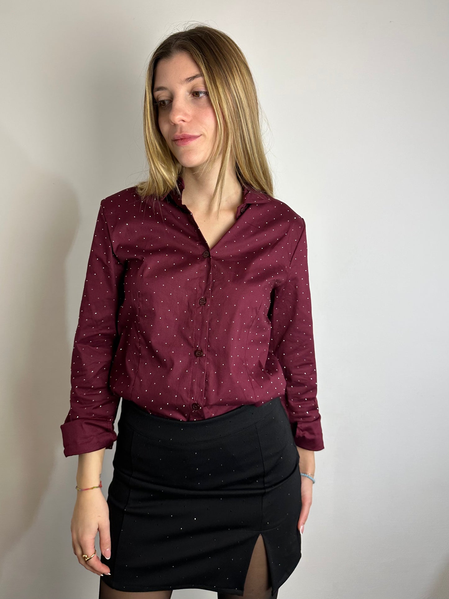 CAMICIA COTONE BORDEAUX BRILLANTI