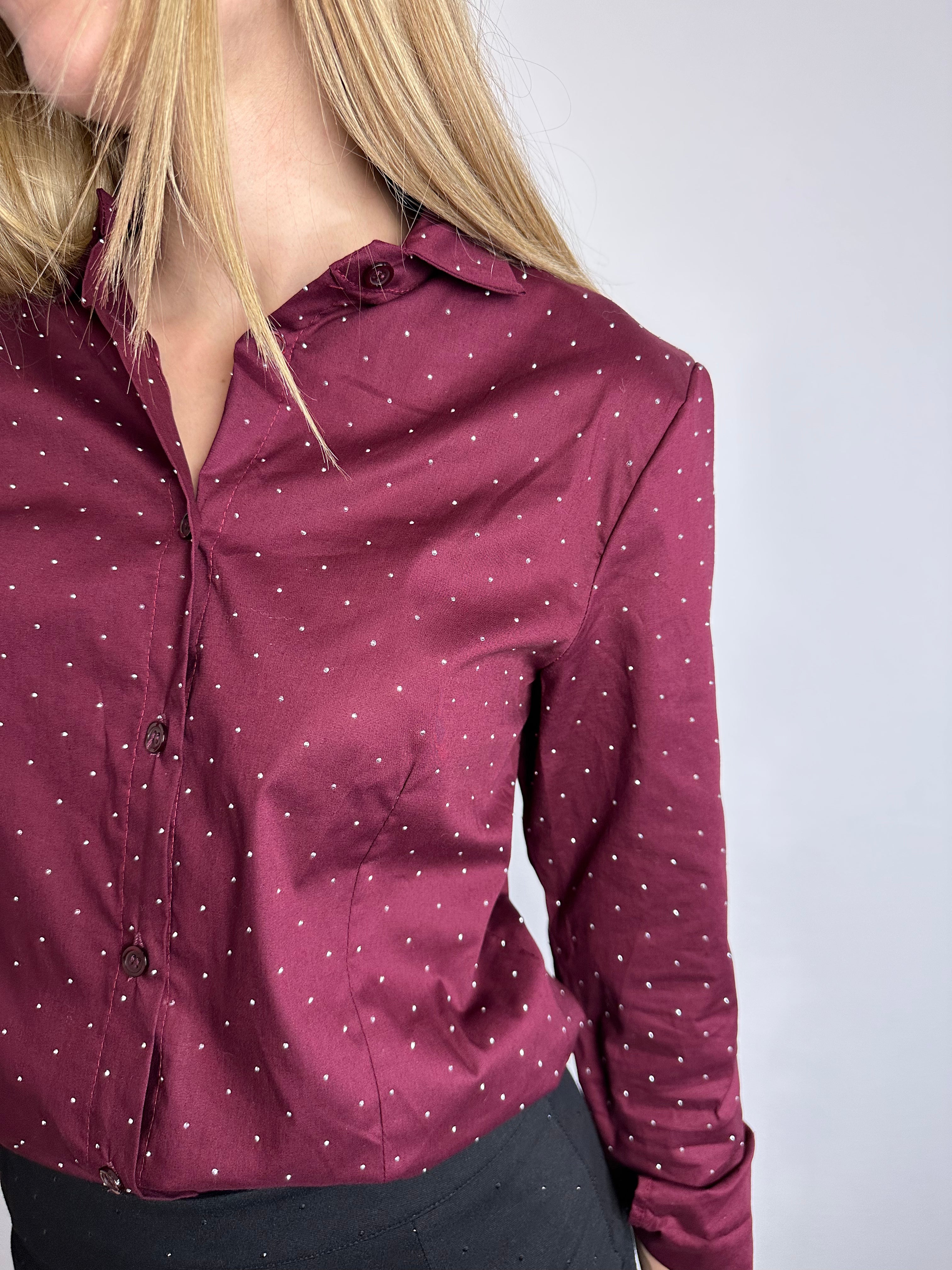 CAMICIA COTONE BORDEAUX BRILLANTI