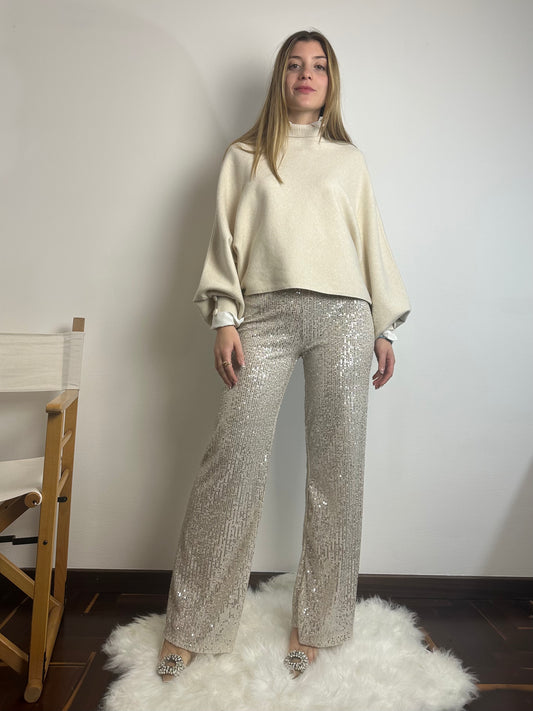 PANTALONE PAILLETTES CHAMPAGNE