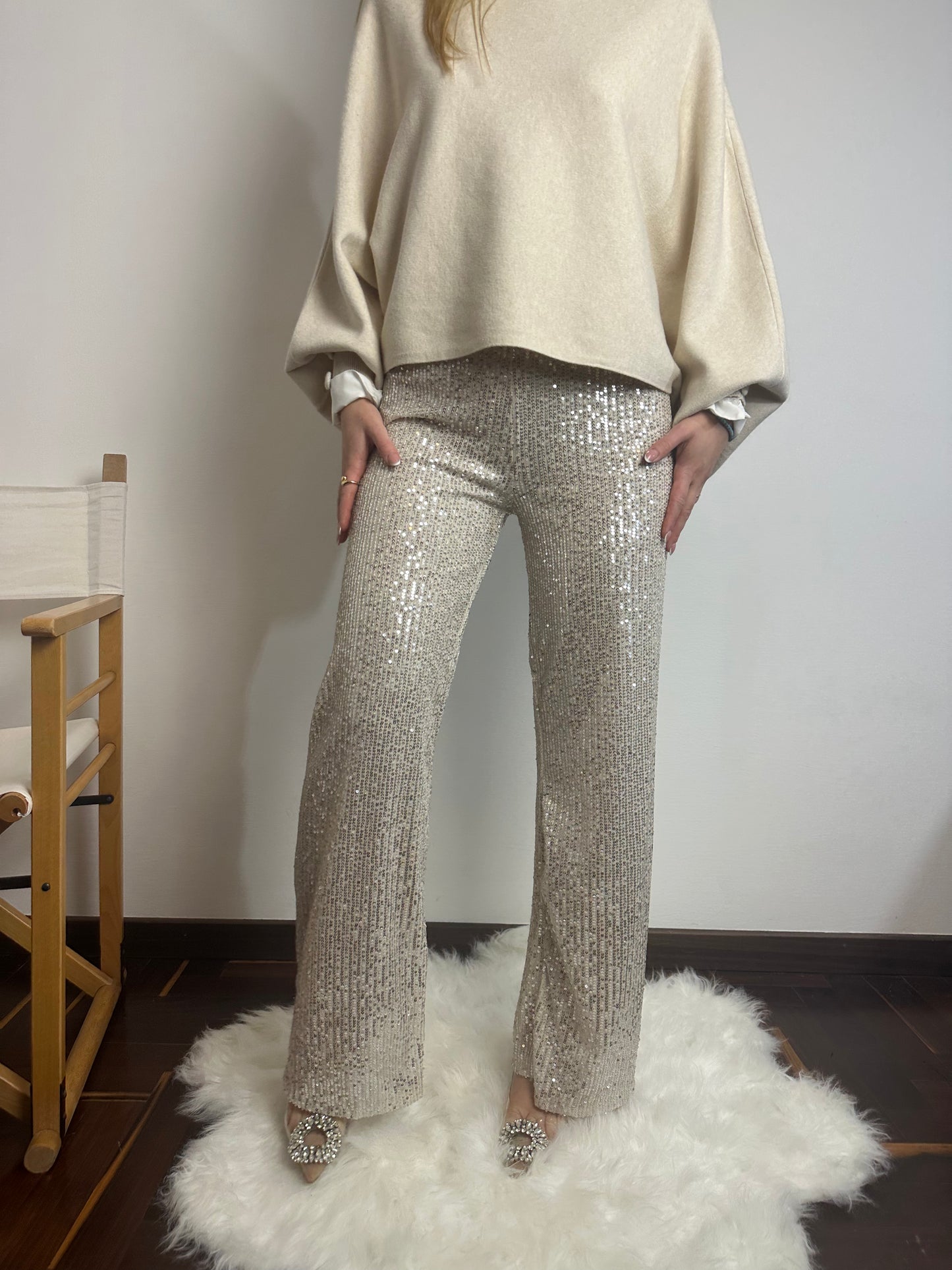 PANTALONE PAILLETTES CHAMPAGNE