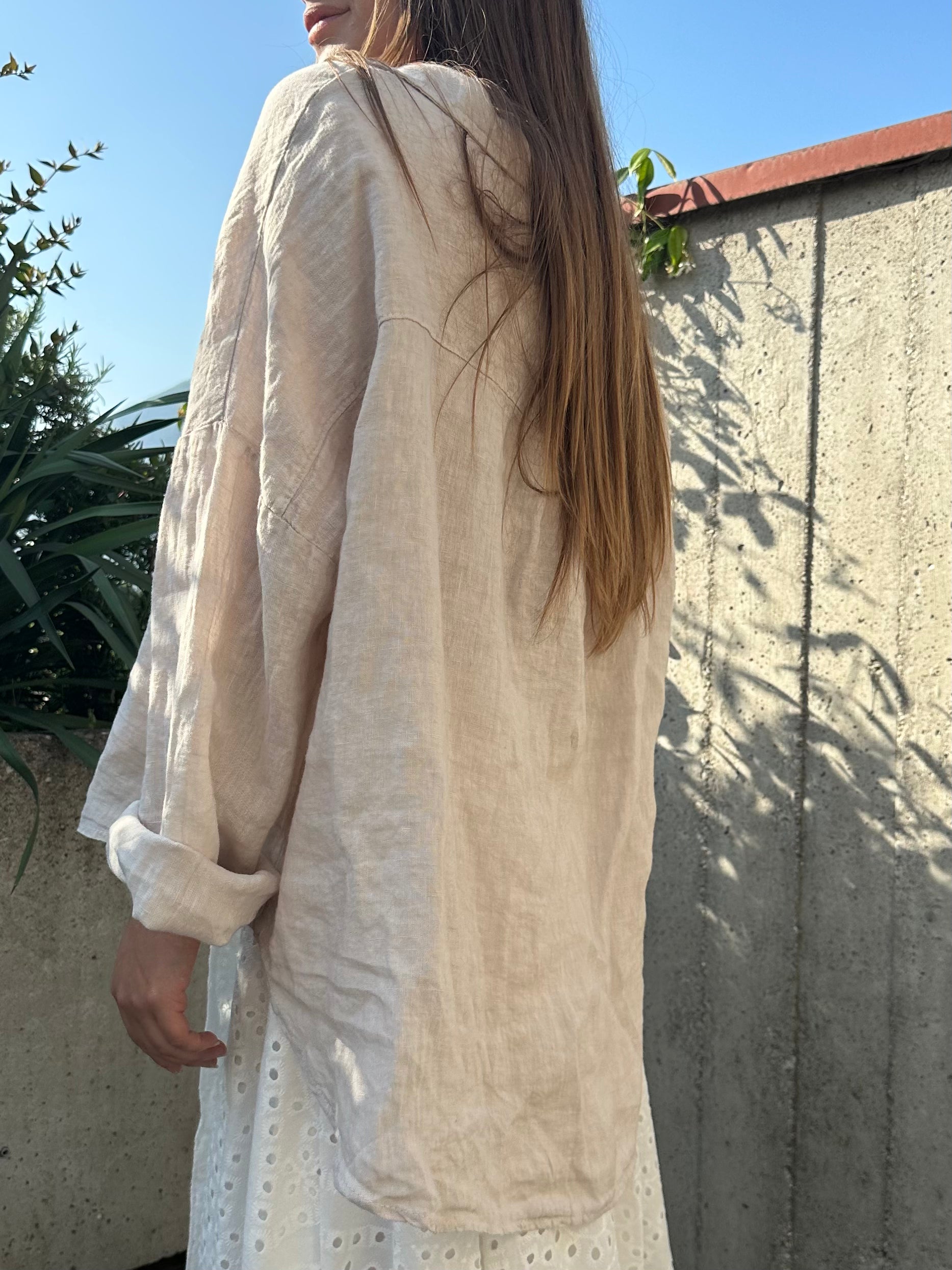 CAMICIA 100% LINO BEIGE