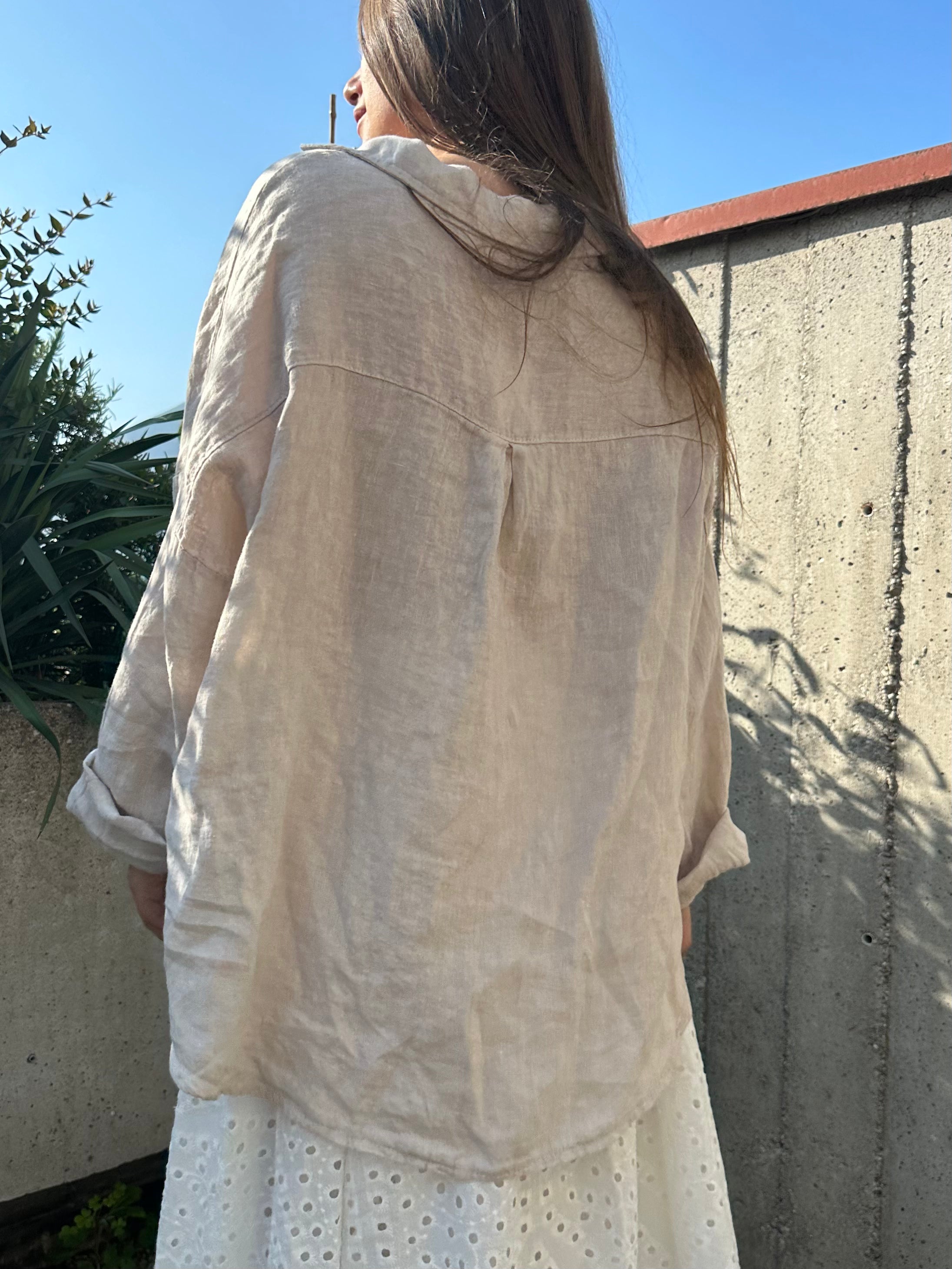CAMICIA 100% LINO BEIGE