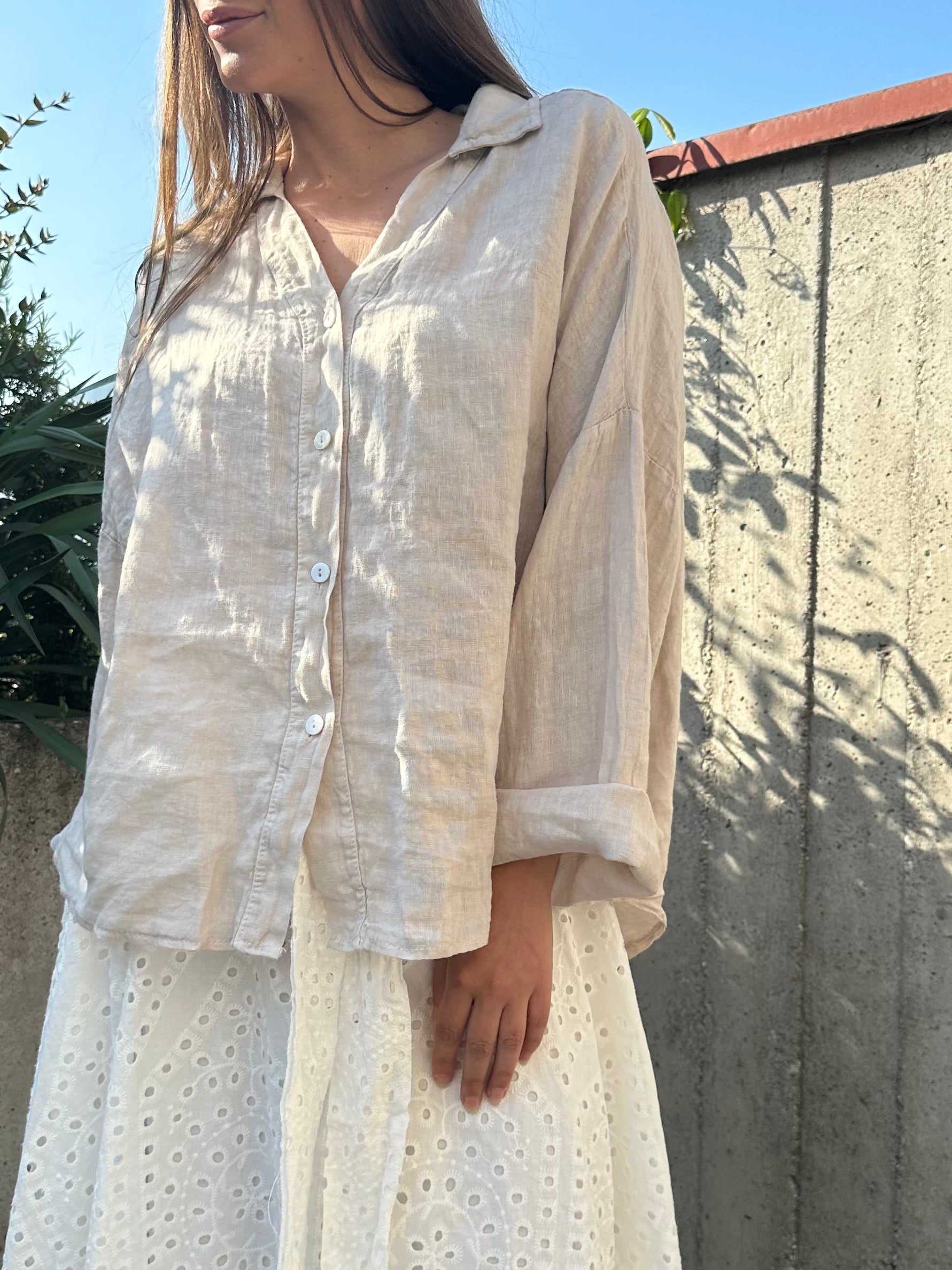CAMICIA 100% LINO BEIGE